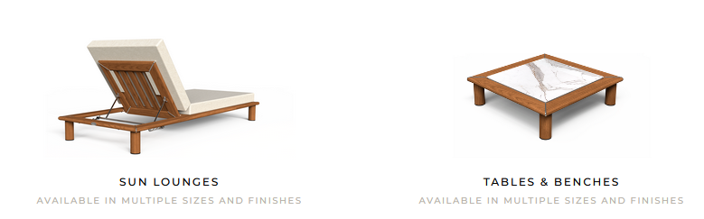 Sun lounges tables and benches collection